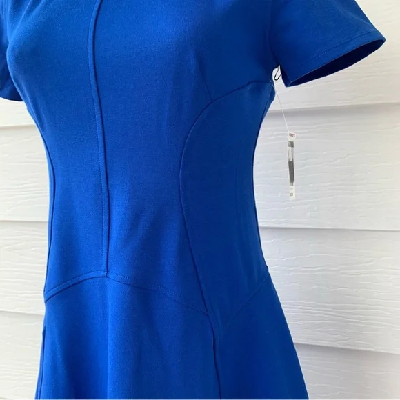 Royal Blue Fit and Flare Dress Simply Vera by Vera Wang Size XS Short Sleeve NWT - Picture 5 of 15